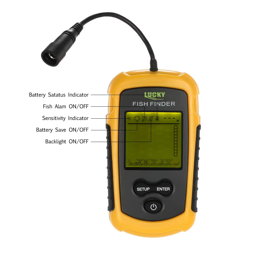 FF1108-1 Portable Fish Finder Ice Fishing Sonar Sounder Alarm Transducer Fishfinder 0.7-100M Fishing Echo Sounder