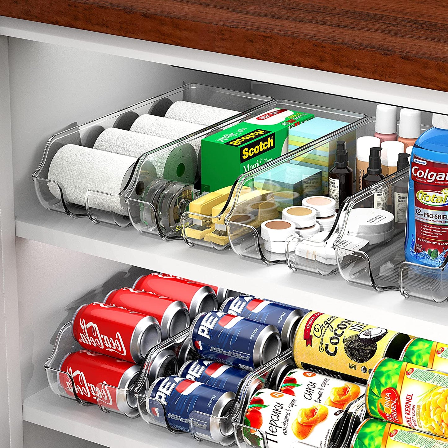 Soda Can Organizer for Pantry/Refrigerator, Clear, Set of 2