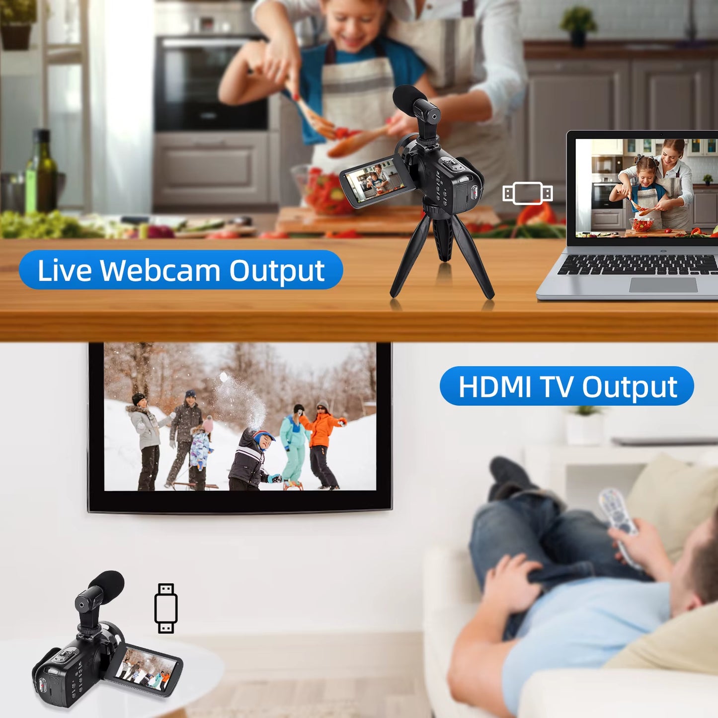 2.7K Video Camera 42MP Digital Camera Vlogging Camera for 3.0Inch Flip Screen Camcorder with Remote Control