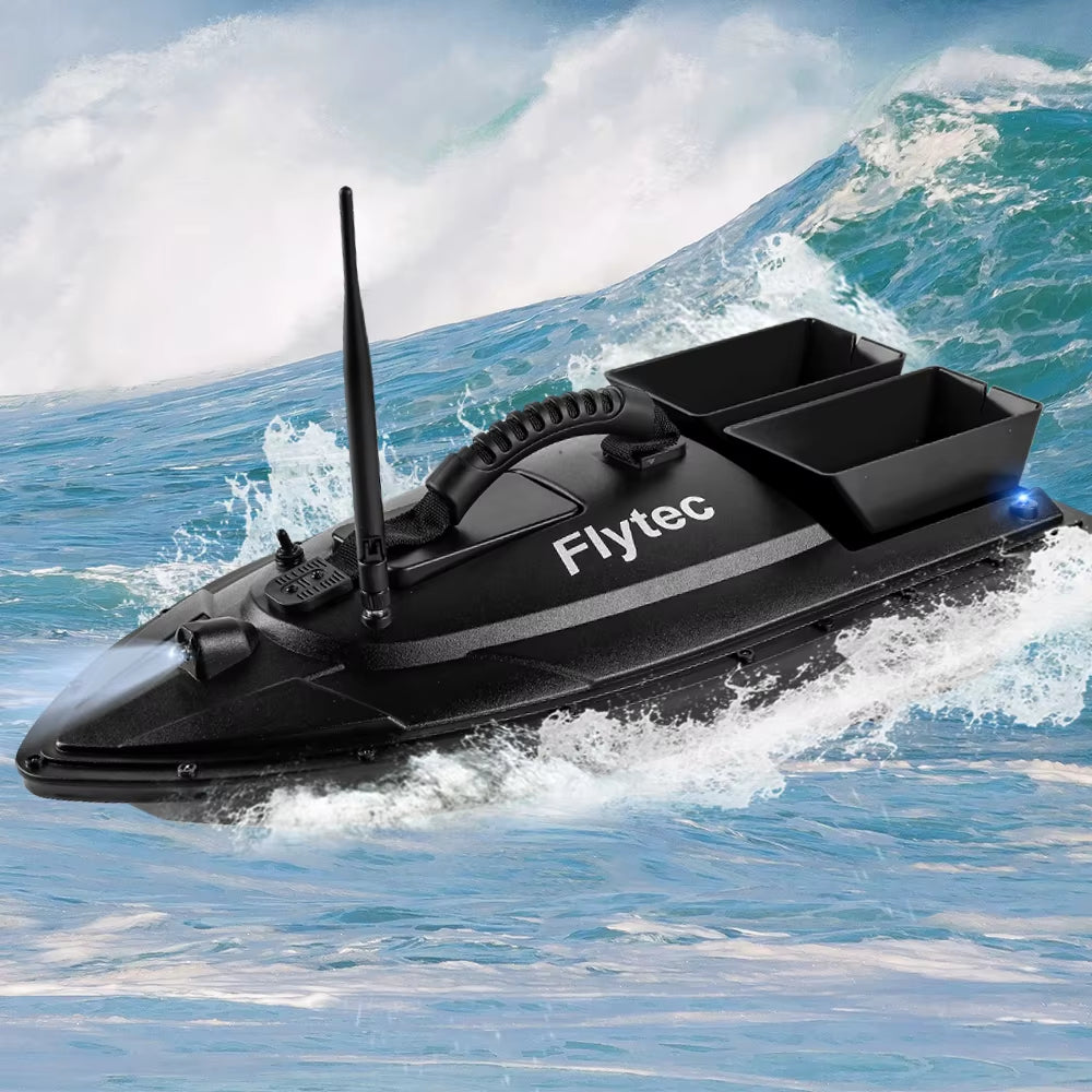 Flytec Fishing Bait Boat 500M Remote Control Bait Boat Dual Motor Fish Finder 1.5KG Loading with LED Light for Fishing