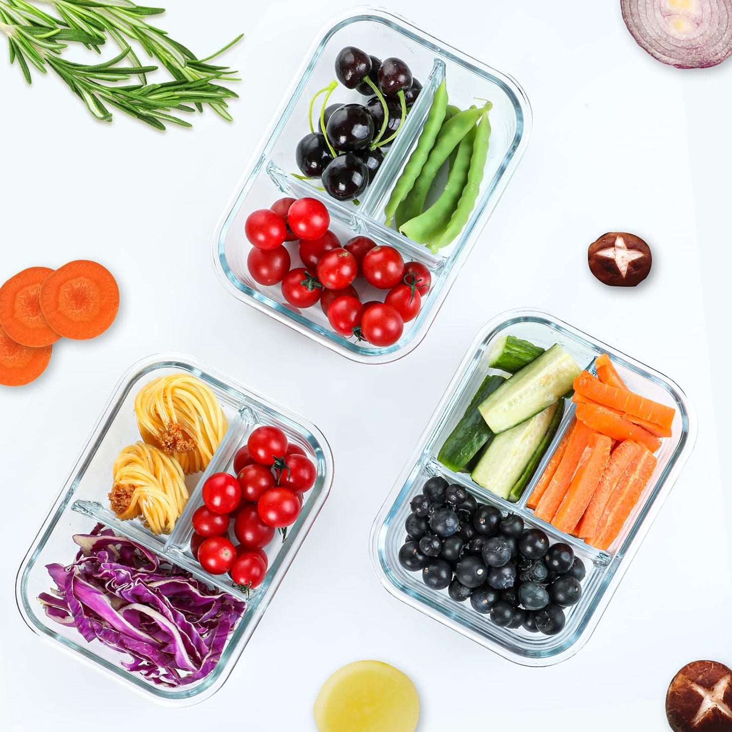 Glass Food Storage Containers Airtight Lid Clips, Baking, Storing and Freezing Food | Microwave, Freezer | BPA Free, 1050 Ml, Pack of 5, Glass