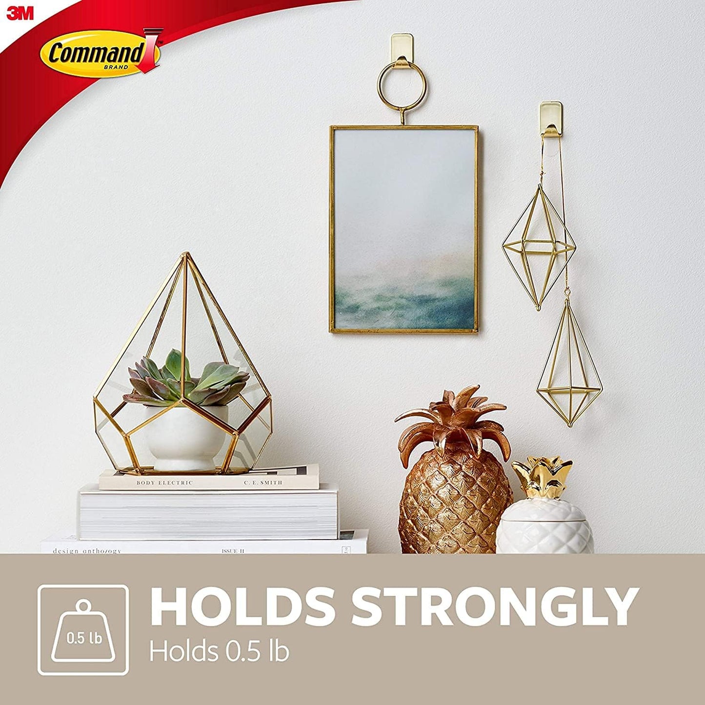 Designer Hooks, Medium, Brushed Nickel, 3-Hooks (17081BN-3ES), Great for Dorm Decor