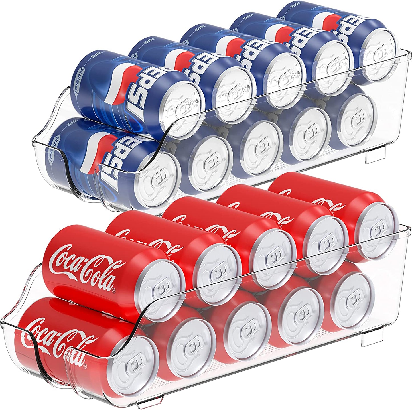 Soda Can Organizer for Pantry/Refrigerator, Clear, Set of 2