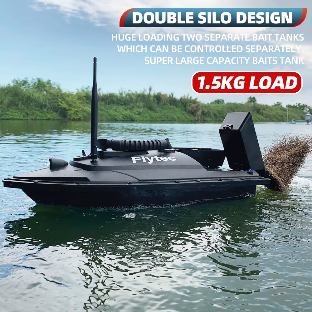 Flytec Fishing Bait Boat 500M Remote Control Bait Boat Dual Motor Fish Finder 1.5KG Loading with LED Light for Fishing
