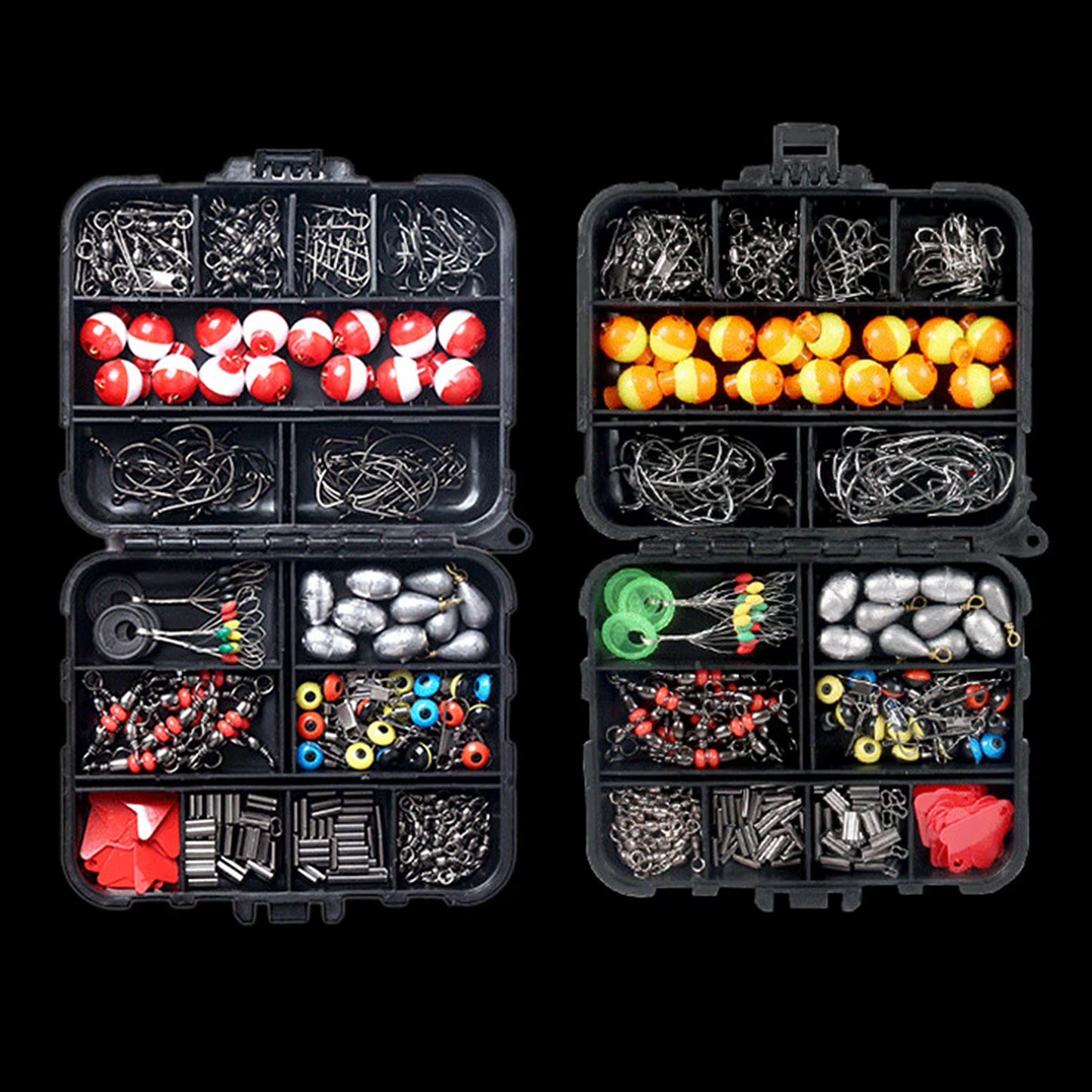 263Pcs Fishing Accessories Set with Tackle Box Including Plier Jig Hooks Sinker Weight Swivels Snaps Sinker Slides