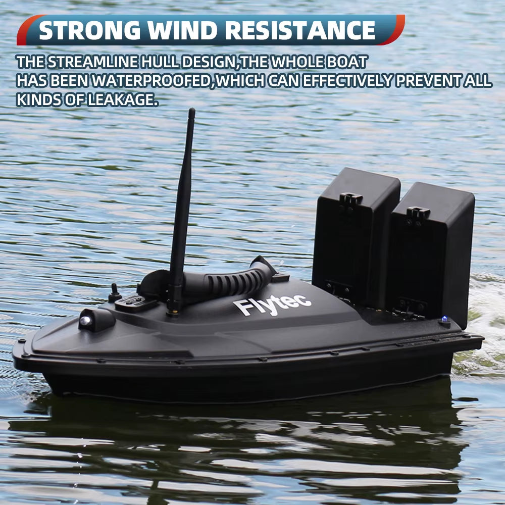 Flytec Fishing Bait Boat 500M Remote Control Bait Boat Dual Motor Fish Finder 1.5KG Loading with LED Light for Fishing
