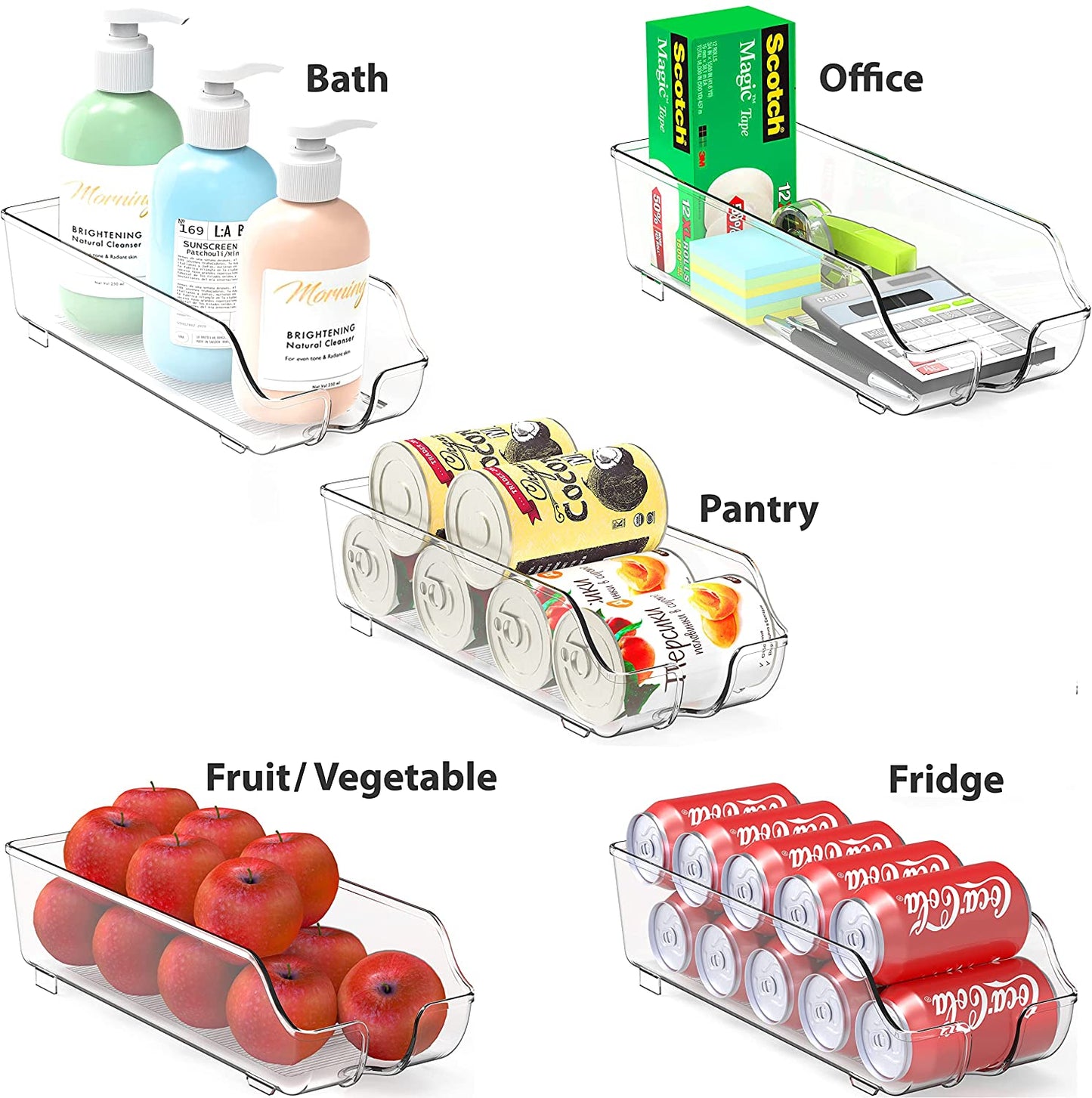 Soda Can Organizer for Pantry/Refrigerator, Clear, Set of 2