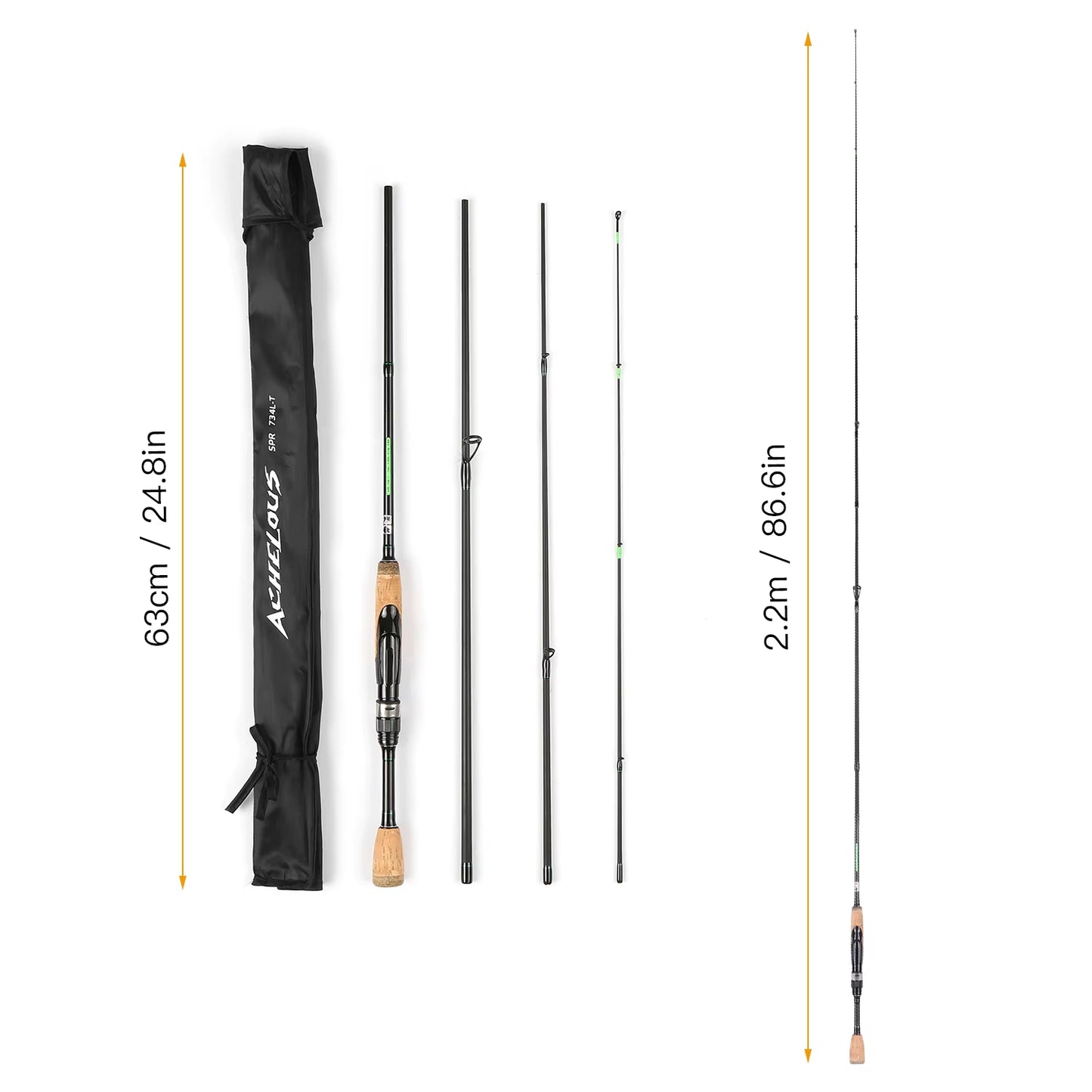 Portable Travel Spinning Fishing Rod Lightweight Carbon Fiber 4 Pieces Fishing Pole Telescopic Fishing Rod Fishing Tools Outdoor