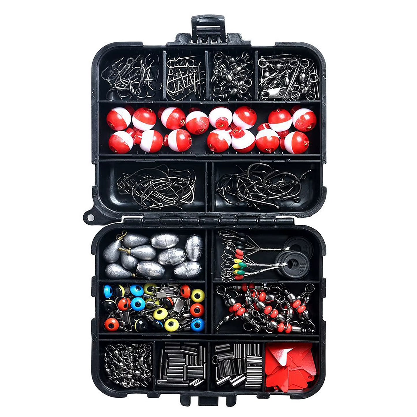 263Pcs Fishing Accessories Set with Tackle Box Including Plier Jig Hooks Sinker Weight Swivels Snaps Sinker Slides