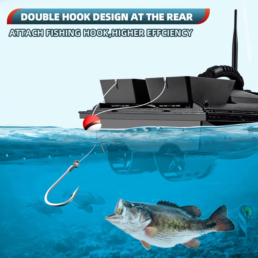 Flytec Fishing Bait Boat 500M Remote Control Bait Boat Dual Motor Fish Finder 1.5KG Loading with LED Light for Fishing