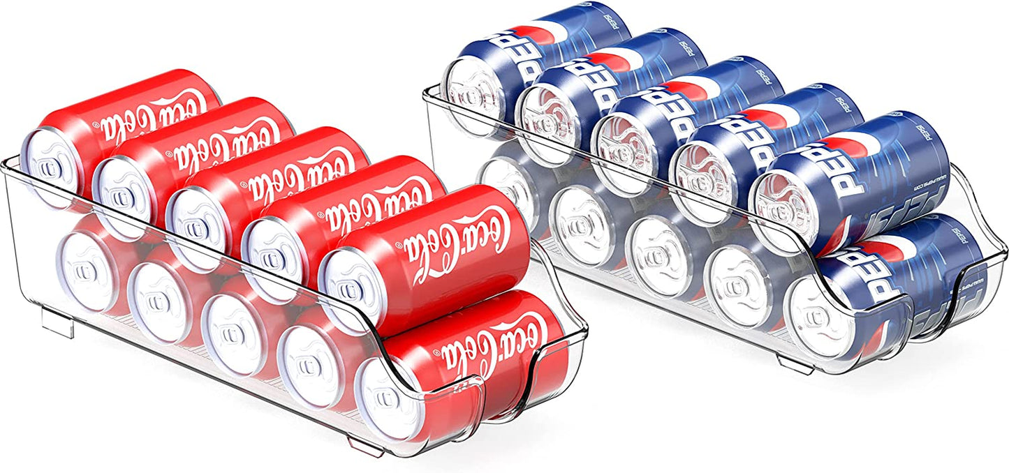 Soda Can Organizer for Pantry/Refrigerator, Clear, Set of 2