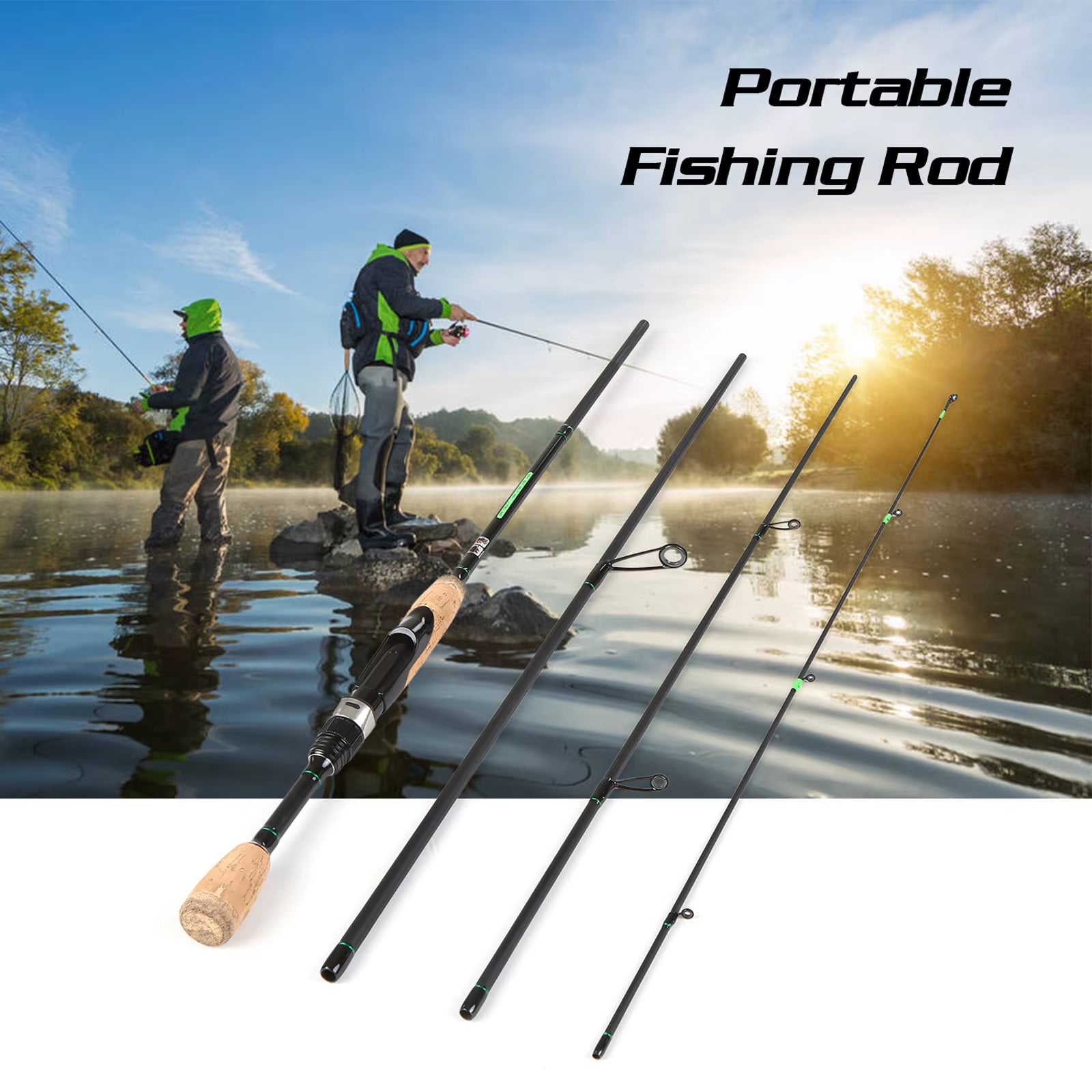Portable Travel Spinning Fishing Rod Lightweight Carbon Fiber 4 Pieces Fishing Pole Telescopic Fishing Rod Fishing Tools Outdoor
