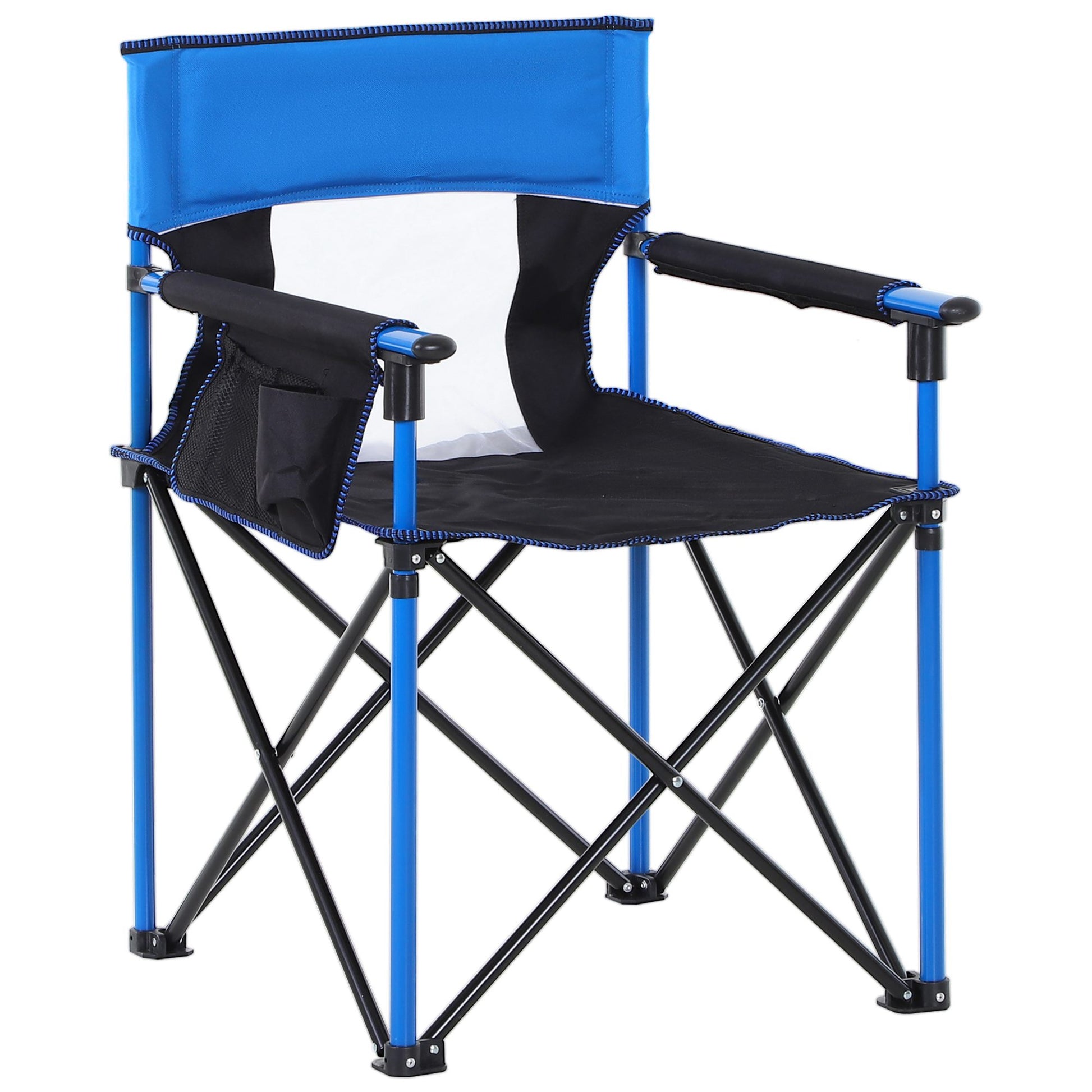 Outdoor Folding Camping Fishing Chair W/ Cup Holder, Phone Pocket, Backrest