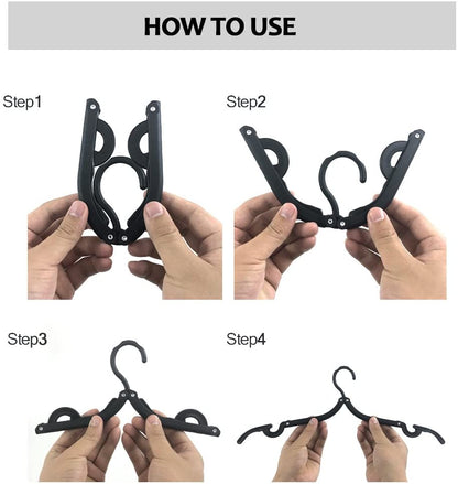 Neele 12Pcs Foldable Clothes Hangers for Traveling Black