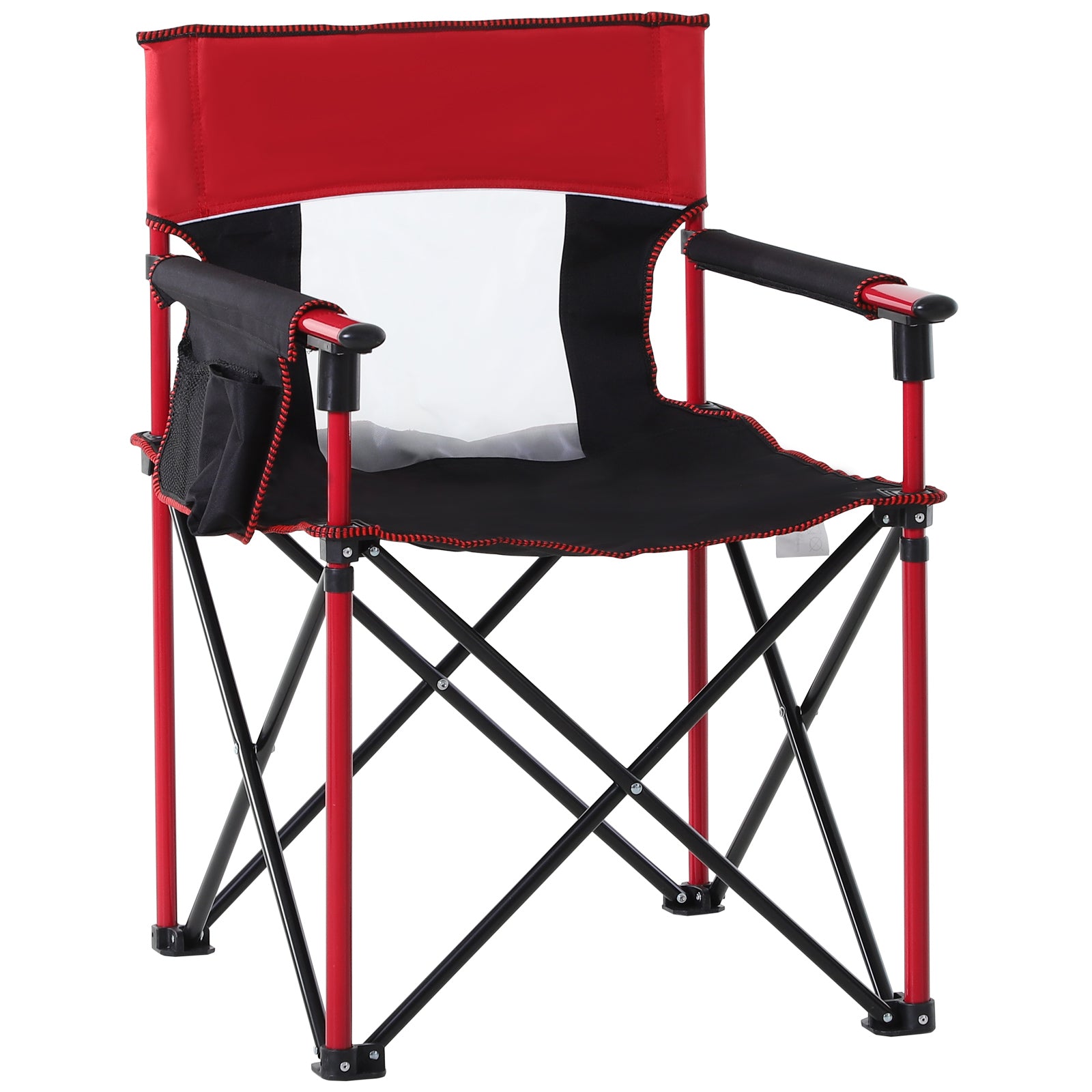 Outdoor Folding Camping Fishing Chair W/ Cup Holder, Phone Pocket, Backrest