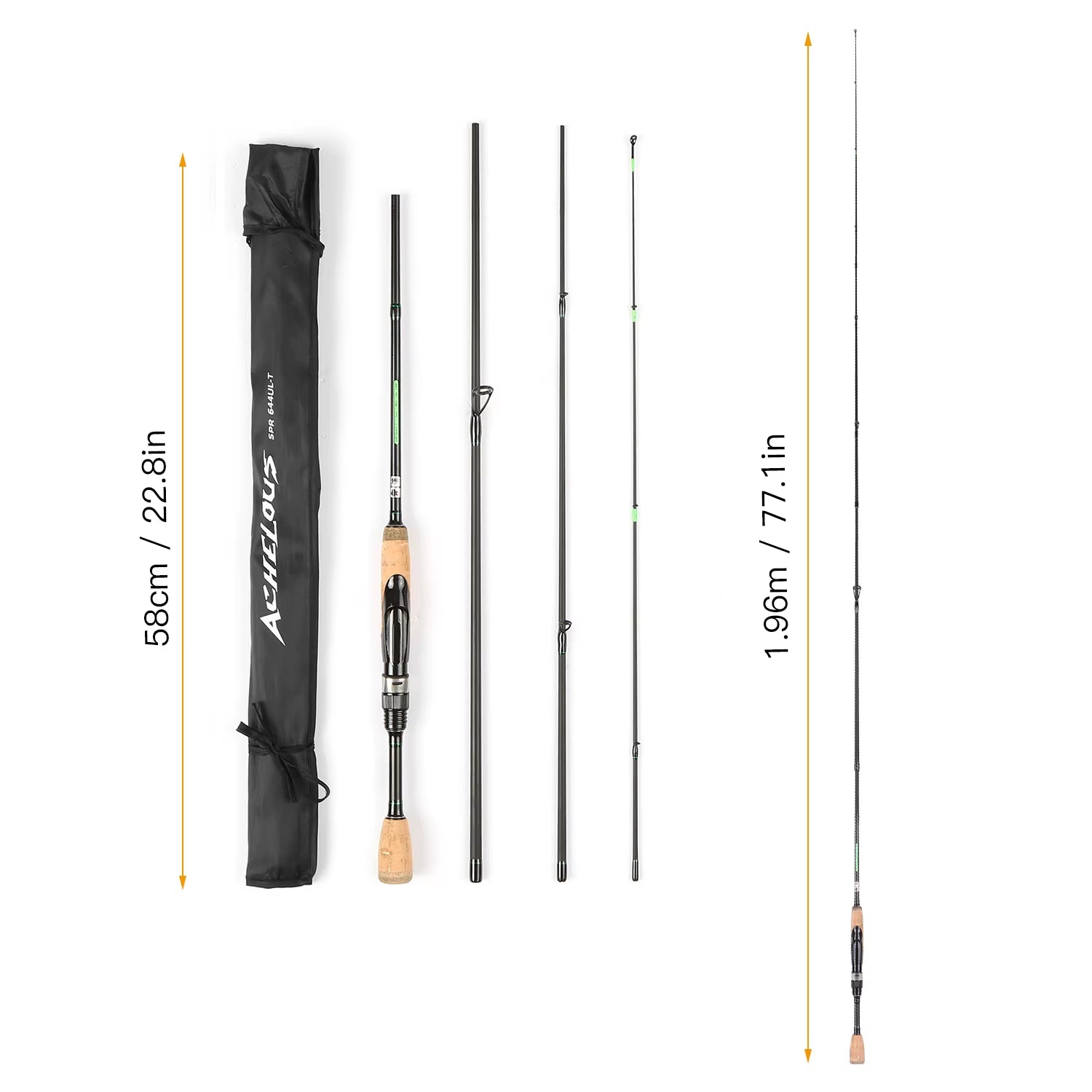 Portable Travel Spinning Fishing Rod Lightweight Carbon Fiber 4 Pieces Fishing Pole Telescopic Fishing Rod Fishing Tools Outdoor