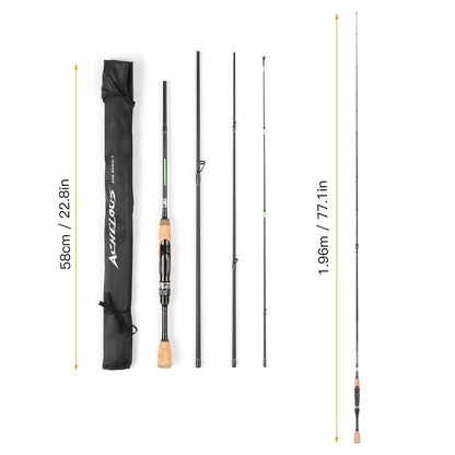 Portable Travel Spinning Fishing Rod Lightweight Carbon Fiber 4 Pieces Fishing Pole Telescopic Fishing Rod Fishing Tools Outdoor