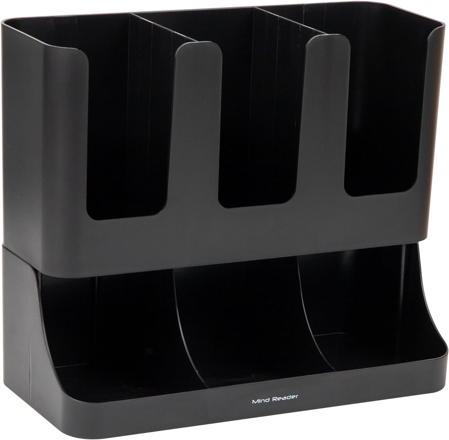 VCCUIOB Mind 6 Compartment Upright Breakroom Coffee Condiment and Cup Storage Organizer, Black