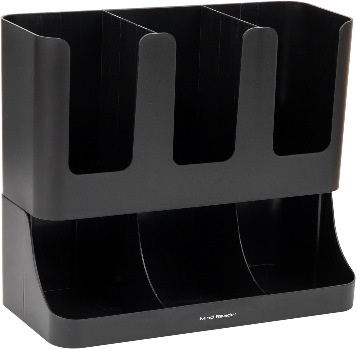 VCCUIOB Mind 6 Compartment Upright Breakroom Coffee Condiment and Cup Storage Organizer, Black