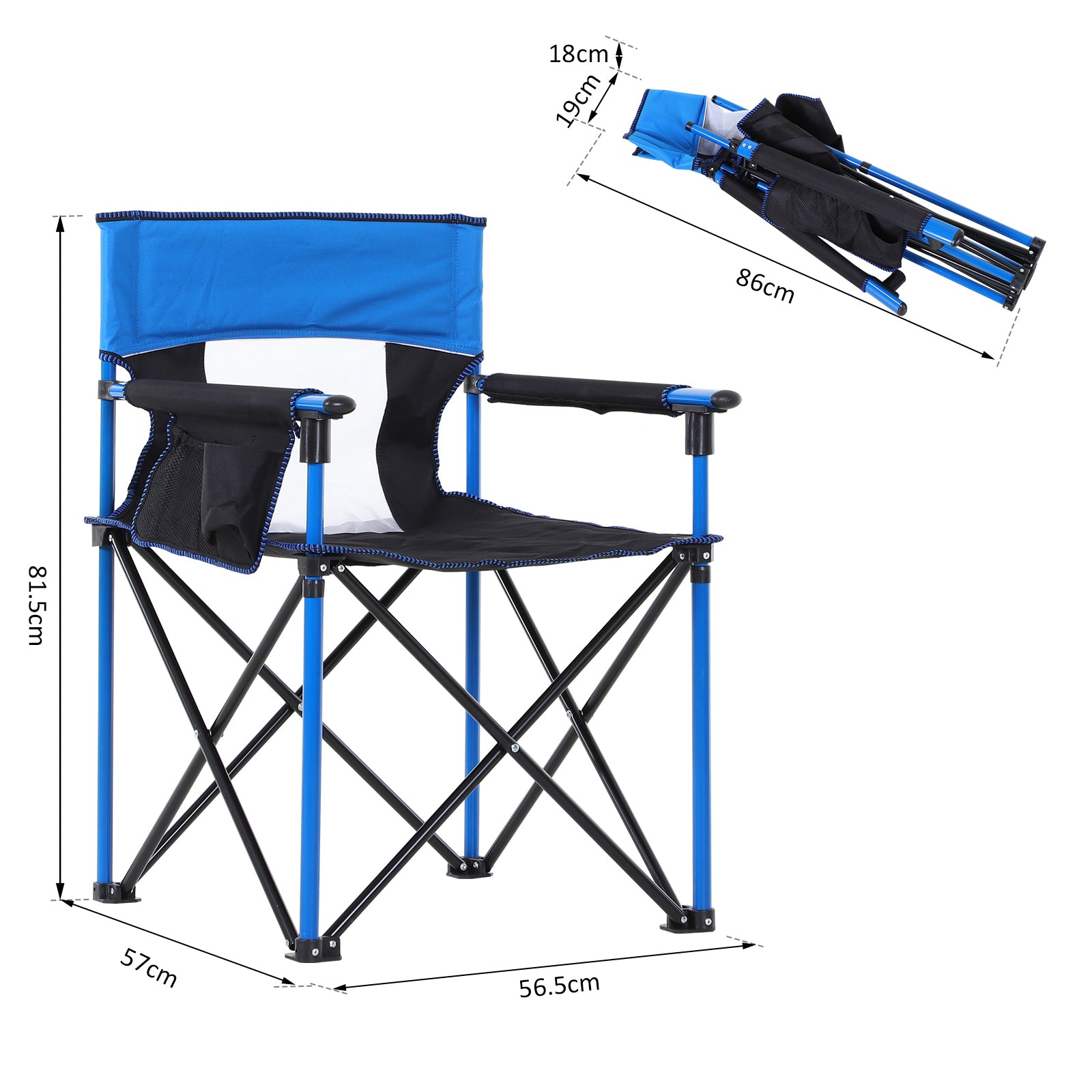 Outdoor Folding Camping Fishing Chair W/ Cup Holder, Phone Pocket, Backrest