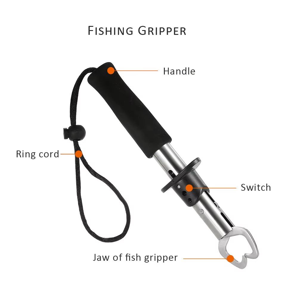 Portable Stainless Steel Fish Lip Grip Fishing Grabber Strong Professional Fishing Gripper Trigger for Fisherman