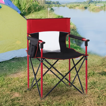 Outdoor Folding Camping Fishing Chair W/ Cup Holder, Phone Pocket, Backrest