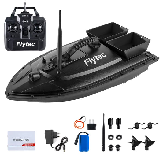 Flytec Fishing Bait Boat 500M Remote Control Bait Boat Dual Motor Fish Finder 1.5KG Loading with LED Light for Fishing