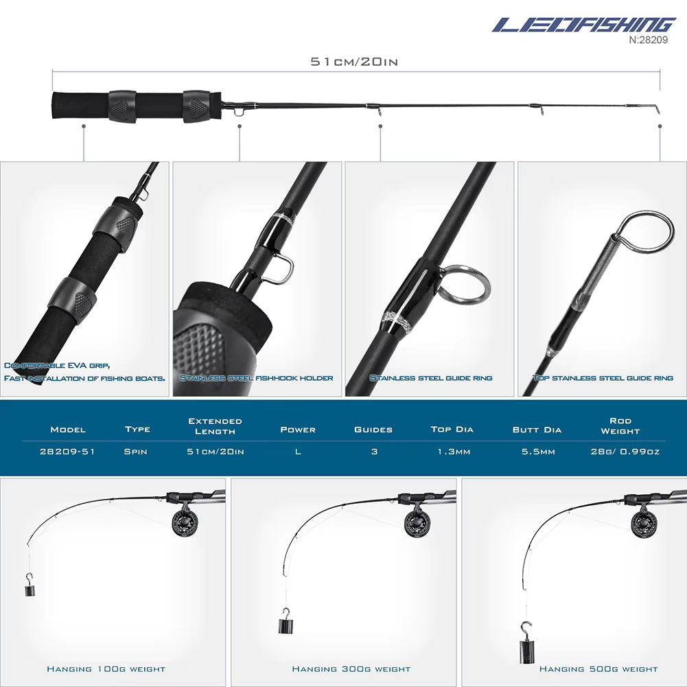 LEO 51Cm Fishing Rod Reel Combo Set Portable Fishing Pole with Reel Ultra-Short Antiskid Grip Tackle Pesca Fisherman Gear