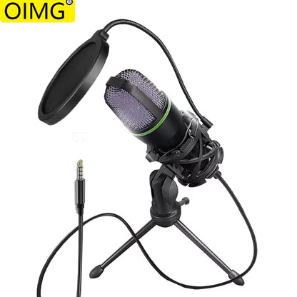AUX 3.5MM Condenser Microphones for PC Computer Laptop Video Singing Gaming Recording Professional USB RGB Anti-Spray Microfon
