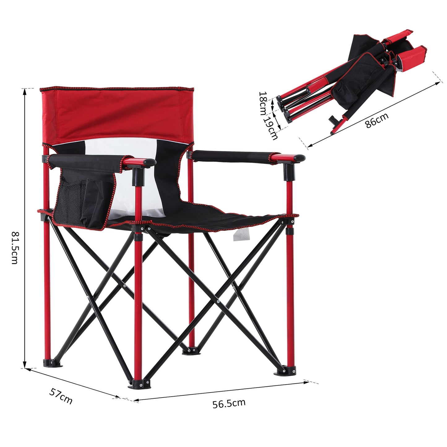 Outdoor Folding Camping Fishing Chair W/ Cup Holder, Phone Pocket, Backrest
