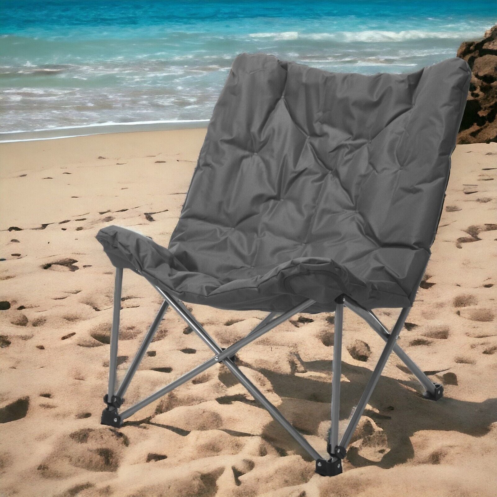 Oversized Butterfly Camping Folding Chair Moon Padded Fishing Portable Cushioned
