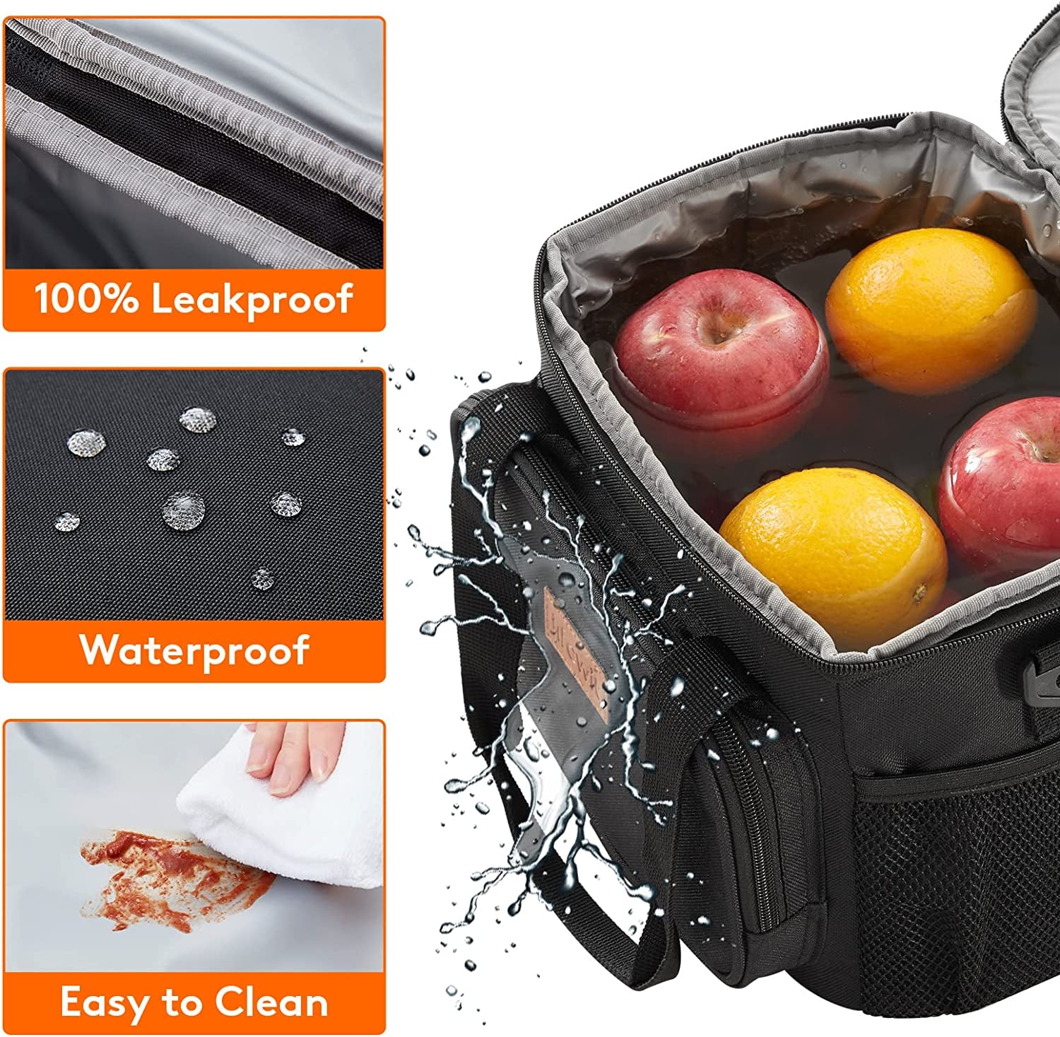 Large Lunch Bag 12-Can (8.5L) Insulated Lunch Box Soft Cooler Cooling Tote for Adult Men Women, Black