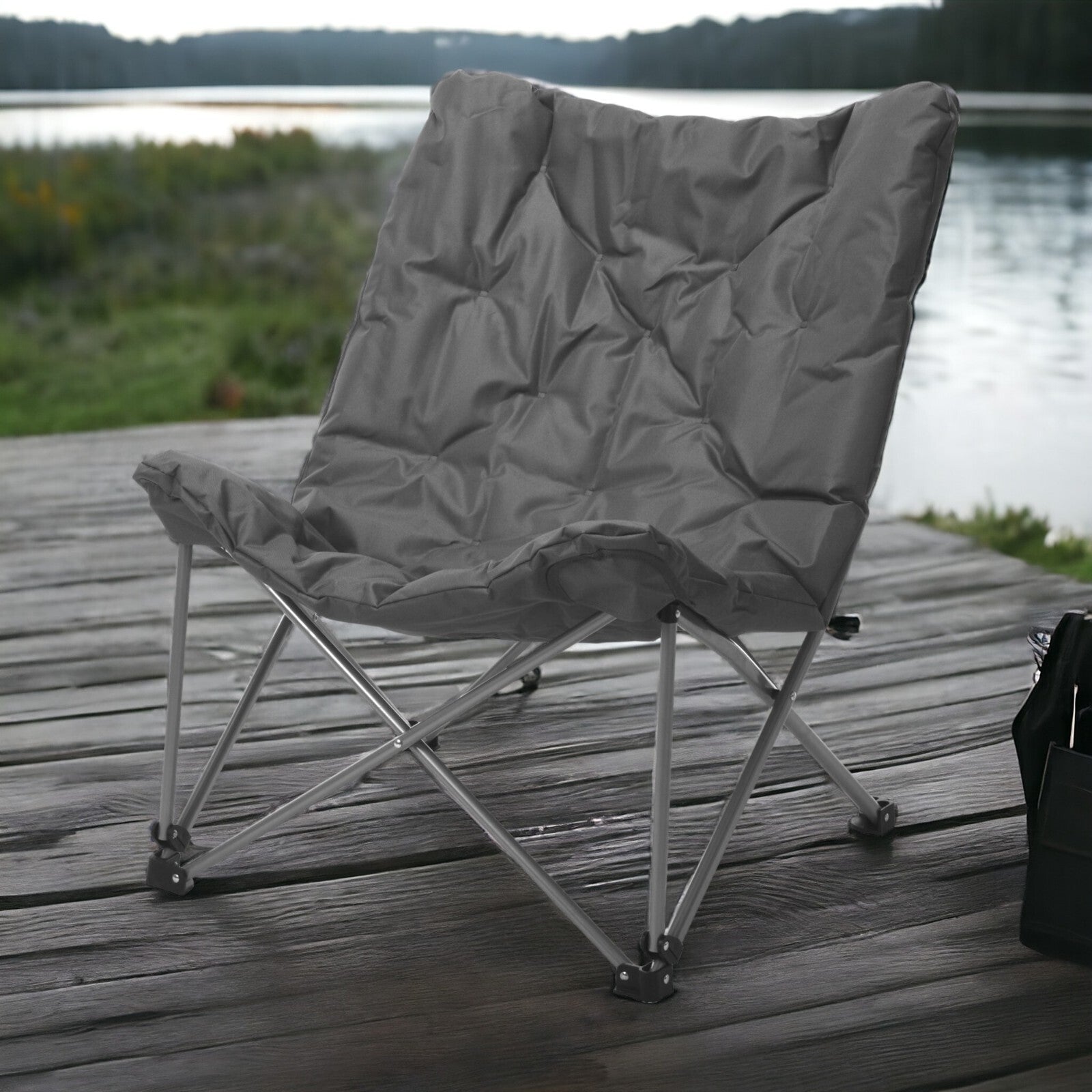 Oversized Butterfly Camping Folding Chair Moon Padded Fishing Portable Cushioned