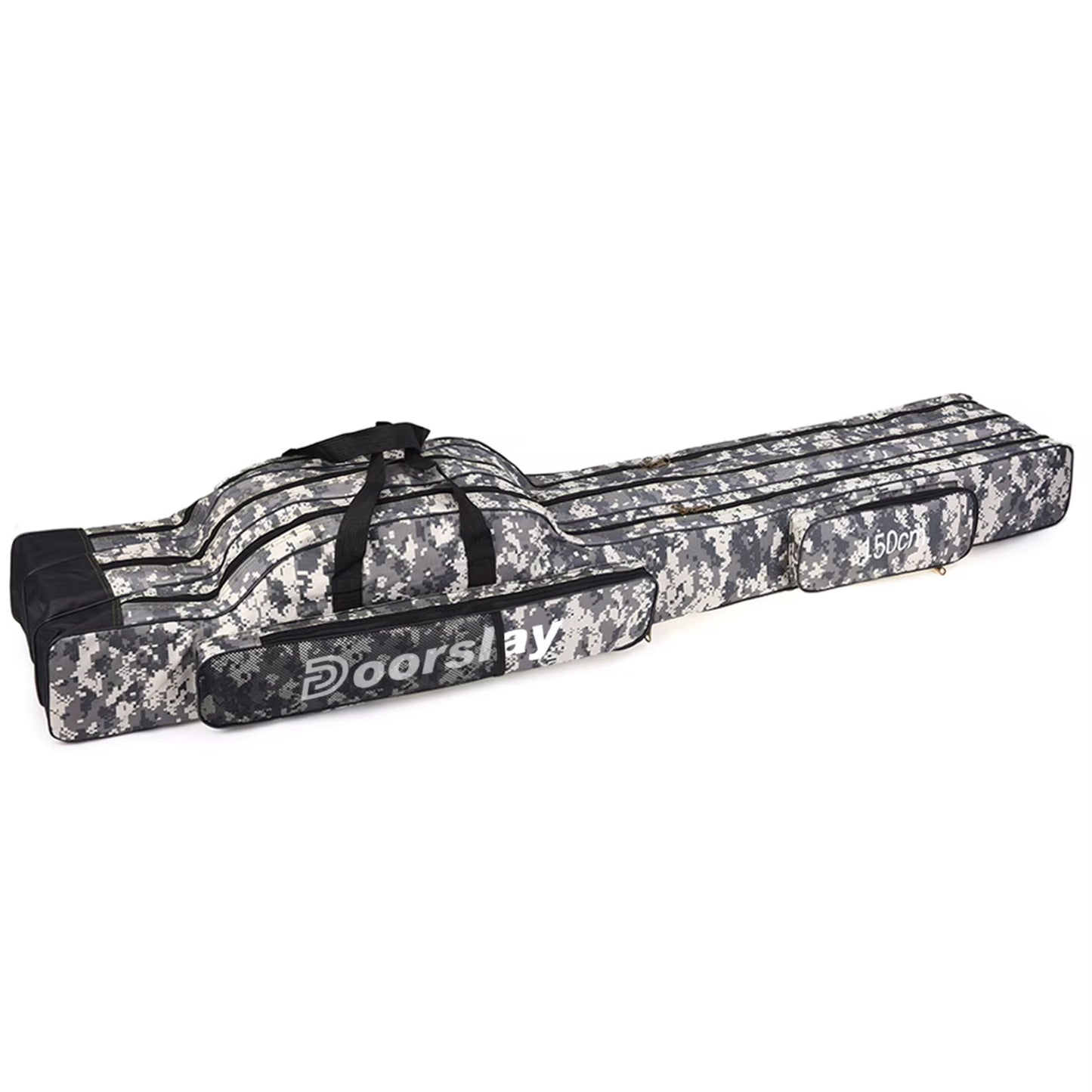 Doorslay 3 Layers Fishing Bag Portable Folding Fishing Rod Reel Bag Fishing Tackle Carry Bag Case Travel Storage Bag