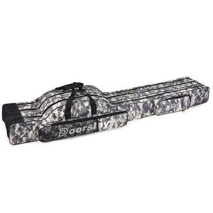 Doorslay 3 Layers Fishing Bag Portable Folding Fishing Rod Reel Bag Fishing Tackle Carry Bag Case Travel Storage Bag