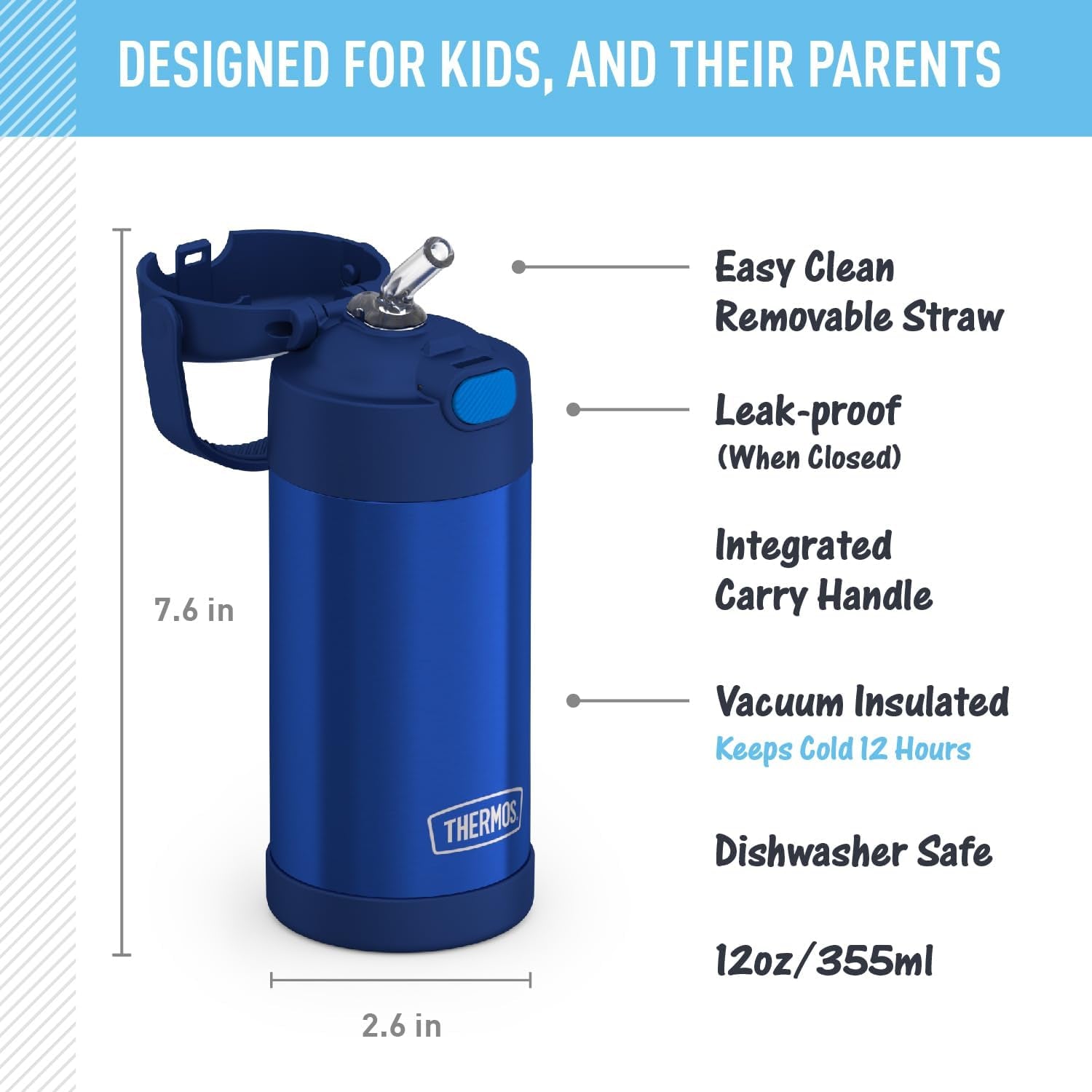 12-Ounce Funtainer Bottle, Blue