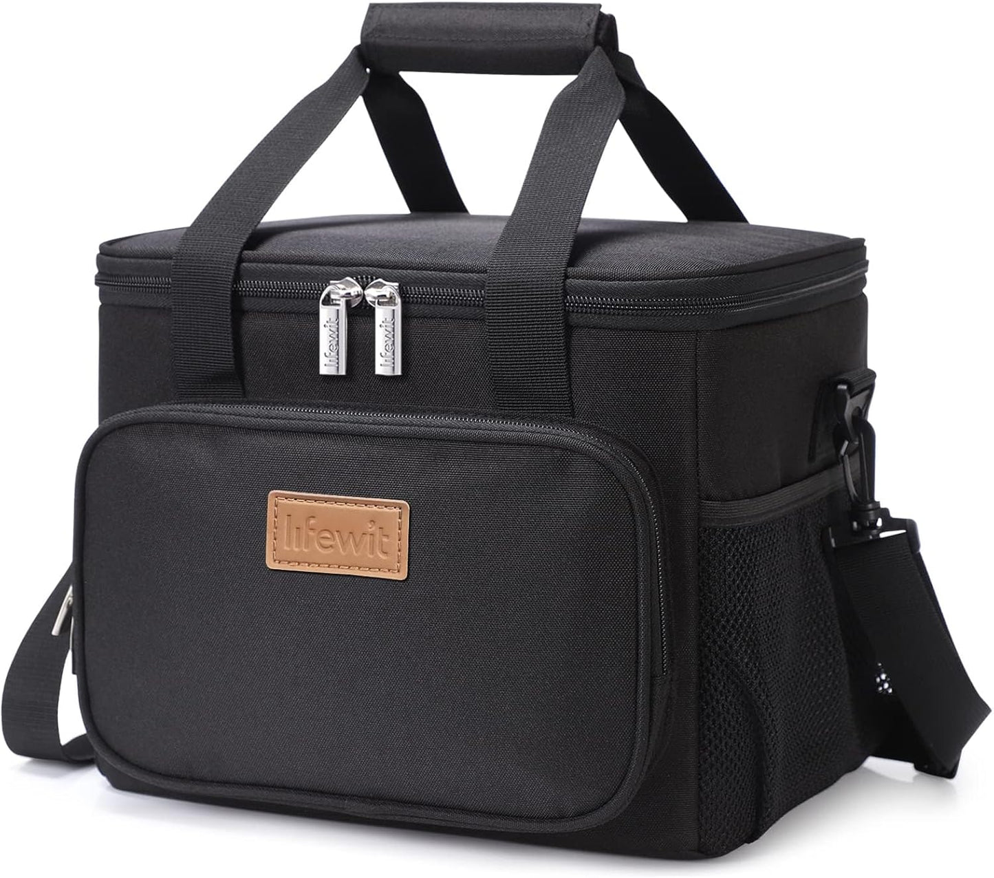 Large Lunch Bag 12-Can (8.5L) Insulated Lunch Box Soft Cooler Cooling Tote for Adult Men Women, Black