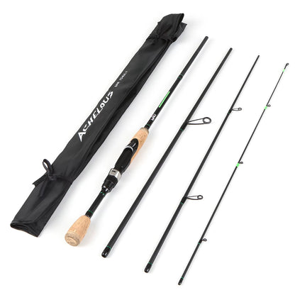 Portable Travel Spinning Fishing Rod Lightweight Carbon Fiber 4 Pieces Fishing Pole Telescopic Fishing Rod Fishing Tools Outdoor