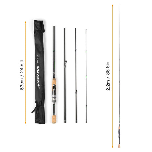 Portable Travel Spinning Fishing Rod Lightweight Carbon Fiber 4 Pieces Fishing Pole Telescopic Fishing Rod Fishing Tools Outdoor