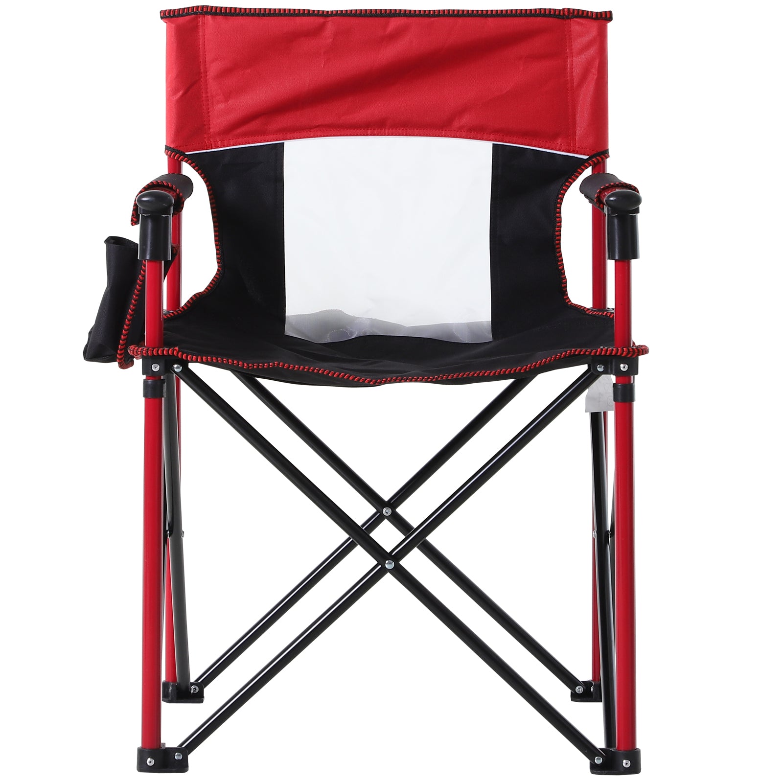 Outdoor Folding Camping Fishing Chair W/ Cup Holder, Phone Pocket, Backrest