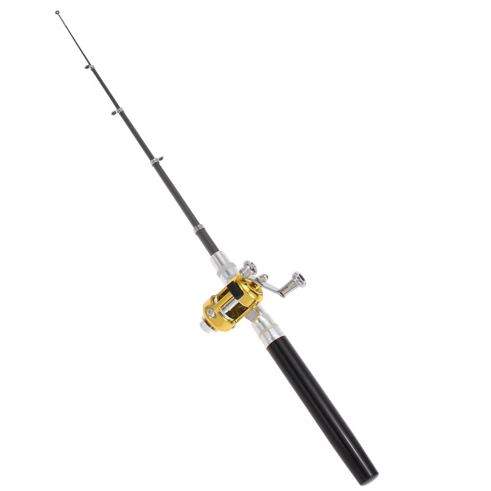 Aluminum Alloy Fishing Rod Pole Reel Multicolor Fishing Tool Pocket Fish Pen Mini Portable Pocket Fish Pen Shape