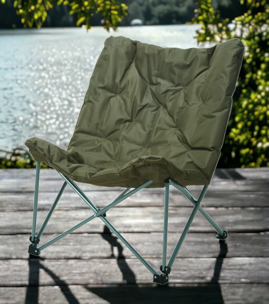 Oversized Butterfly Camping Folding Chair Moon Padded Fishing Portable Cushioned